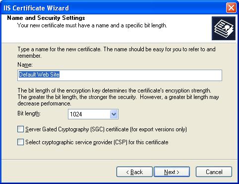 Enterprise Suite Installation and Settings 3 9 On the IIS Certificate wizard, select "Prepare the request now, but send it later". 10 Click the [Next] button.