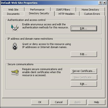 3 Click [Server Certificate] in the "Secure Communications" section.
