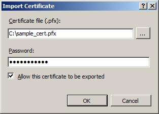 Installing Attached Tools 4 5 Specify the attached sample certificate. The sample certificate is found at the following location in the installation media.