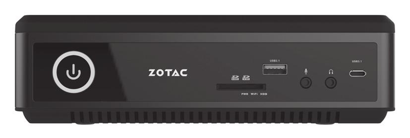 Getting to know your ZOTAC ZBOX Front view 6 1 2 3 4 5 7 8 9 Refer to the diagram below to identify the components on this side of the system 1.