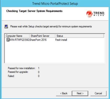 Trend Micro PortalProtect 2.5 Installation and Deployment Guide Note: Trend Micro strongly suggests using Windows Authentication. User name type as required Password type as required 10. Click Next >.