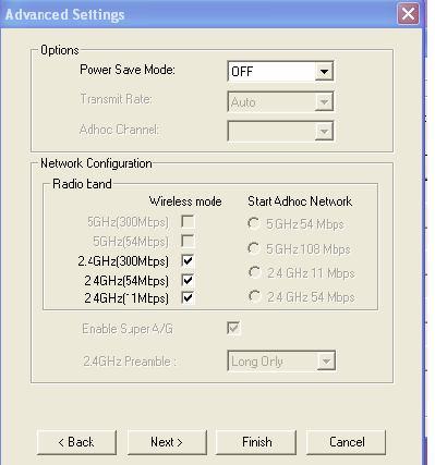 Step4. The WLAN Utility also offers the advanced configuration for user to set the IEEE 802.11n Wireless LAN USB Adapter under certain network environment.