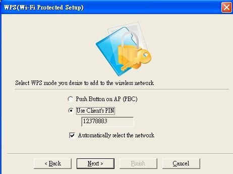 Client s PIN Mode: Select PIN and then the PIN key field will generate a dynamic PIN code automatically.