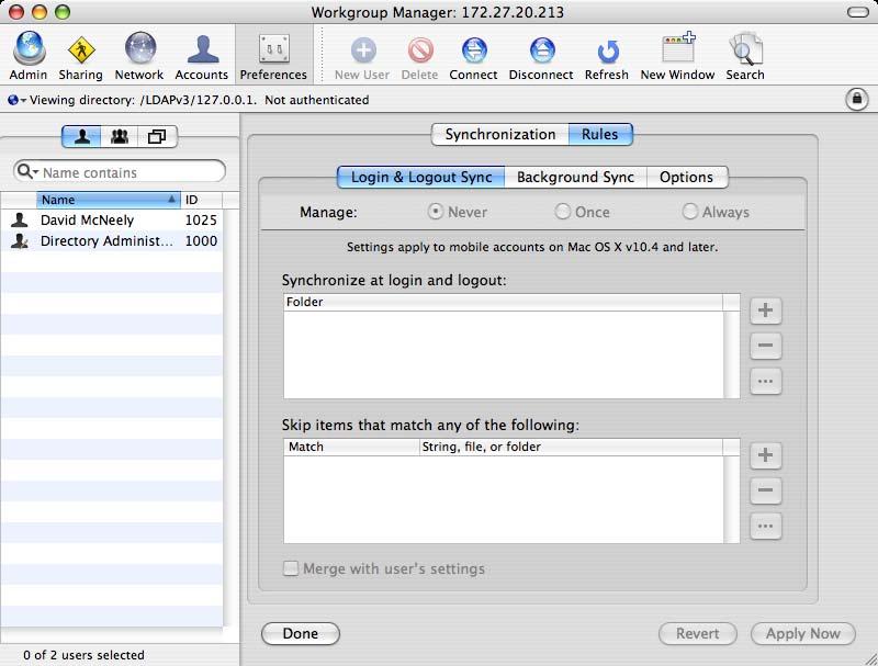 Mobility Settings Mobility Settings Use the User Configuration > Policies > Centrify Corporation Settings > Mac OS X Settings > Mobility Settings group policies to manage the synchronization rules