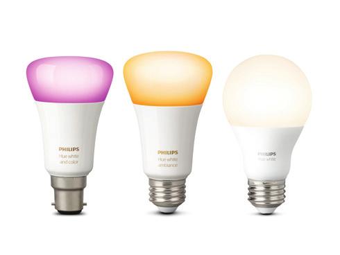 Hue bulbs E27/B22 White and colour ambience White ambience Warm white The bulb Form factor: A60 Lifetime: 25000 hour(s) Wattage: 10 W Input voltage: 220V-240V Lumen output: 806 lm Software