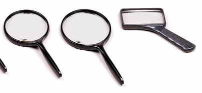 5 Standard hand magnifiers PMMA lens and frame with hexagonal plastic handle 59581