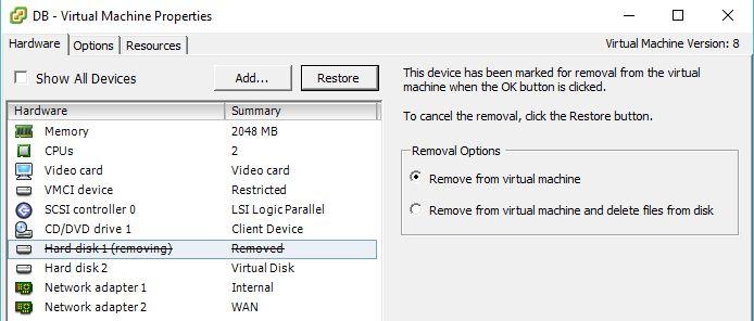 Step 4. Restart VMs in the following order: 1. Stop InControl VM. Wait until fully stopped 2. Stop DB VM. Wait until fully stopped 3.