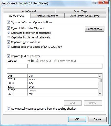 Check Spelling Errors with Auto Correct Autocorrect is an option in the Tools menu that automatically corrects common typing spelling and grammatical errors.