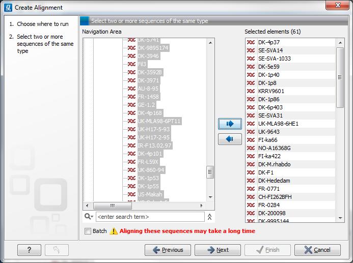 CHAPTER 3. ALIGNMENT OF SEQUENCES 11 This opens the dialog shown in figure 3.2. Figure 3.2: Creating an alignment.