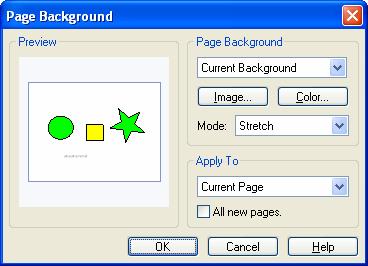 To import a background from another application or the mimio Gallery, drag the image into the Preview area. 4. Select the display Mode for the new background: a.
