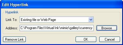 To remove an existing hyperlink: 1. Select the objects for which you wish to remove the hyperlink. 2.