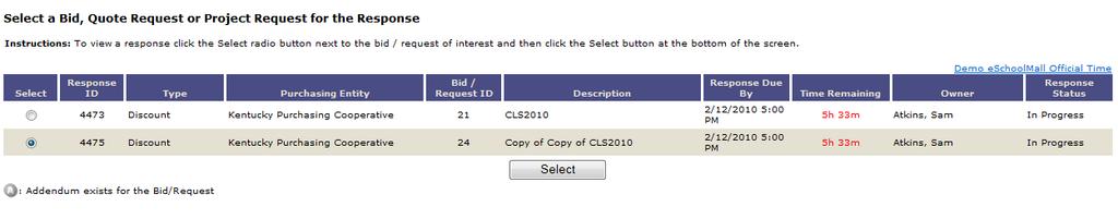 Select the Close button to return to the bid response. 21.