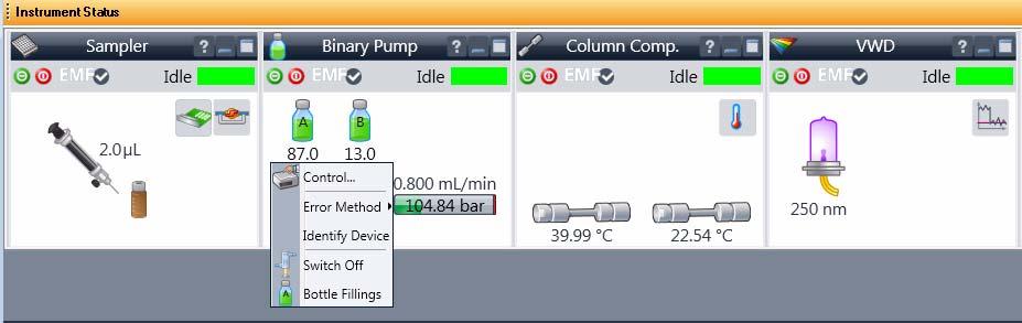 Step 2. Prepare the LC modules 3 Set up to condition or equilibrate the column. a Type LC parameters, and click the Apply button in the toolbar to download them to the LC.