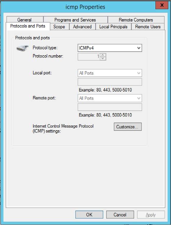For ICMPv4 Protocol Add All Ports for Windows firewall exception.
