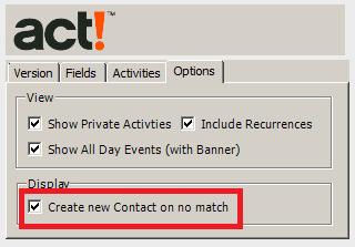 If no matches are found then there is a setting on the Options tab to enable a new Contact