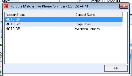 Mitel Phone Manager 4.2 The correct record can then be highlighted and then clicking on the Display button will open this associated Account record.