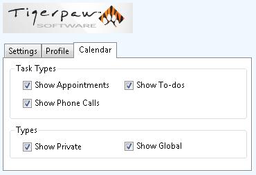 User Guide Calendar The type of Tasks that can be included in the synchronisation can be configured on the Calendar tab.