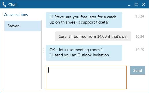Mitel Phone Manager 4.2 3.5 Chat Overview Chat is an instant messaging style feature that allows Phone Manager Users to exchange short messages with each other.
