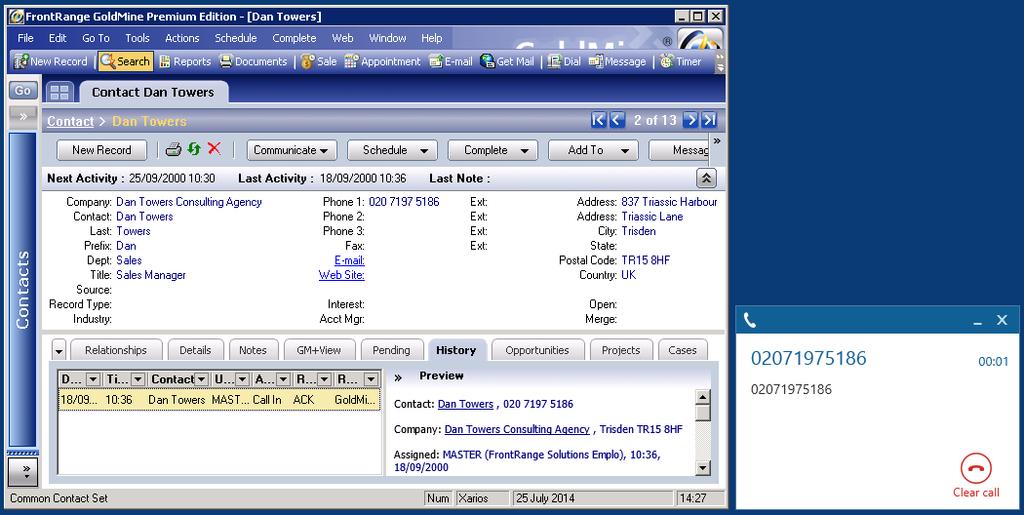 Mitel Phone Manager 4.2 automatically displayed. If multiple matches are found then the first Contact found with this telephone number will be displayed.
