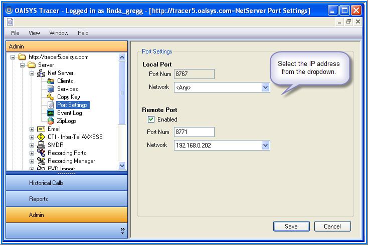 Port Settings This section is used to configure the port settings for the local and remote ports. The local port number is set to 8767 by default.