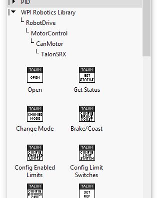 3.2. New Classes/Virtual Instruments C++/Java now contains a new class CANTalon (.h/.cpp/.java). LabVIEW contains three CTRE motor types for the FRC season: Talon SRX, Victor SP, CAN Talon SRX.