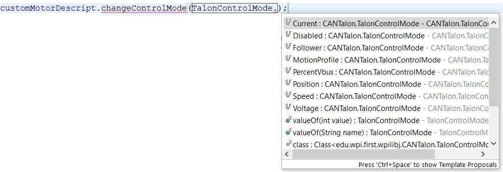 LabVIEW The CHANGE MODE VI can be used to change the Talon SRX mode, and set the first target set point, throttle, or Talon Master ID to follow. 3.3.2.