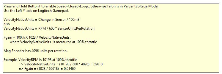 12.6. Velocity Closed-Loop Example LabVIEW This example can be found on the CTR GitHub account. https://github.com/crosstheroadelec/frc-examples Be sure to copy the appropriate Teleop_XXXX.