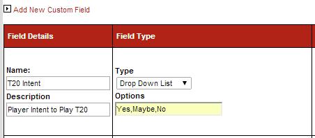 Custom Field Types Text Box - free text will be able to be entered for the field (a max of 1000 characters Free text e will be able to be entered) - eg Drop Down List - a single choice will be able