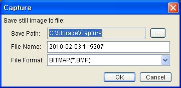 Still image of live screen can be captured and saved as a BMP or JPEG file. 1. Click the channel to be captured.