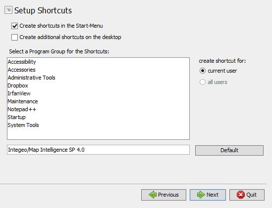 The Create Shortcuts checkbox should be checked to create the Program Group Shortcut. 45.
