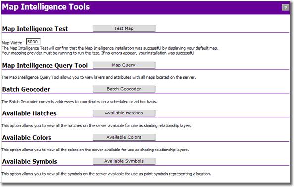 Figure 21. Map Intelligence Tools page. LICENSES OBTAINING LICENSES As a prerequisite for this part of the installation, you will need to have licenses for the products that you intend to use.