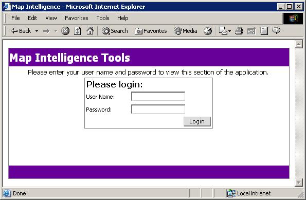 INSTALLING LICENSES 1. From the Map Intelligence Tools Page, click the Administer Licenses button. A login page will appear. You will need to enter your user name and password.
