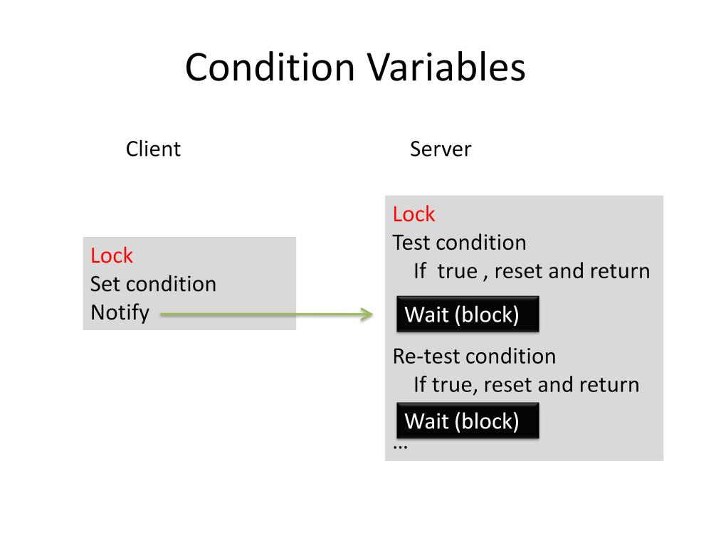 I use this diagram to explain the problem of missed notifications and why the condition variable must know about locking.