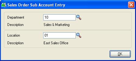 Clicking that button will present you with Sales Order Sub Account Entry.