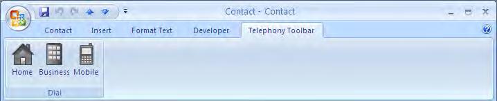 3) Click the Telephony Toolbar tab. 4) Select the type of number to call.