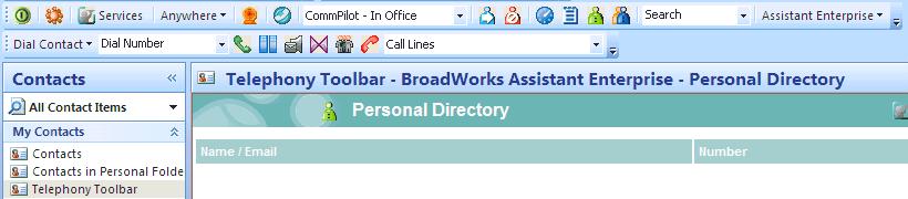 4) To dial a number from the personal directory, click on the desired phone number. Toolbar places the call. Figure 48 Personal Directory 2.