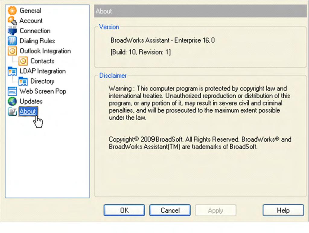 3.9 About Page The About page displays the version, copyright notices, and product disclaimers associated with Toolbar.