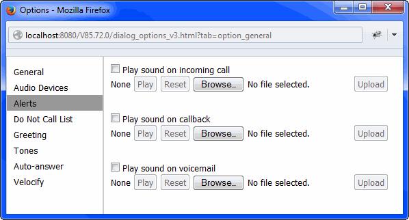 Using the Softphone Customizing Your Station Alerts Tab Set the sounds to play when you receive a call: Play sound on incoming call: enables a sound for incoming calls.