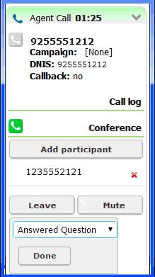 Processing Calls Transferring Calls 5 To end the conference call with all participants, click Hang up. 6 Click Finish and select a disposition.