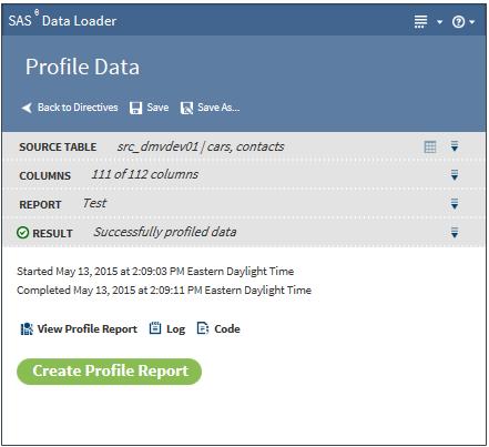 Saved Profile Reports 115 The following actions are available: View Profile Report enables you to view the Profile Report.