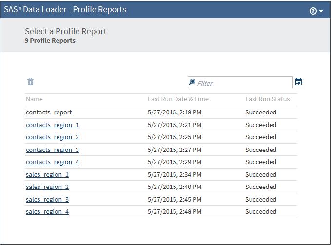 Saved Profile Reports 119 Note: Any profile job that runs longer than five days is deleted from the Select a Profile Report page.