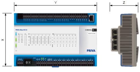Specifications of Priva Blue ID C4 Controller with manual override General Module article description Module article number Number of inputs and outputs Dimensions (XYZ) Width according to DIN 43880