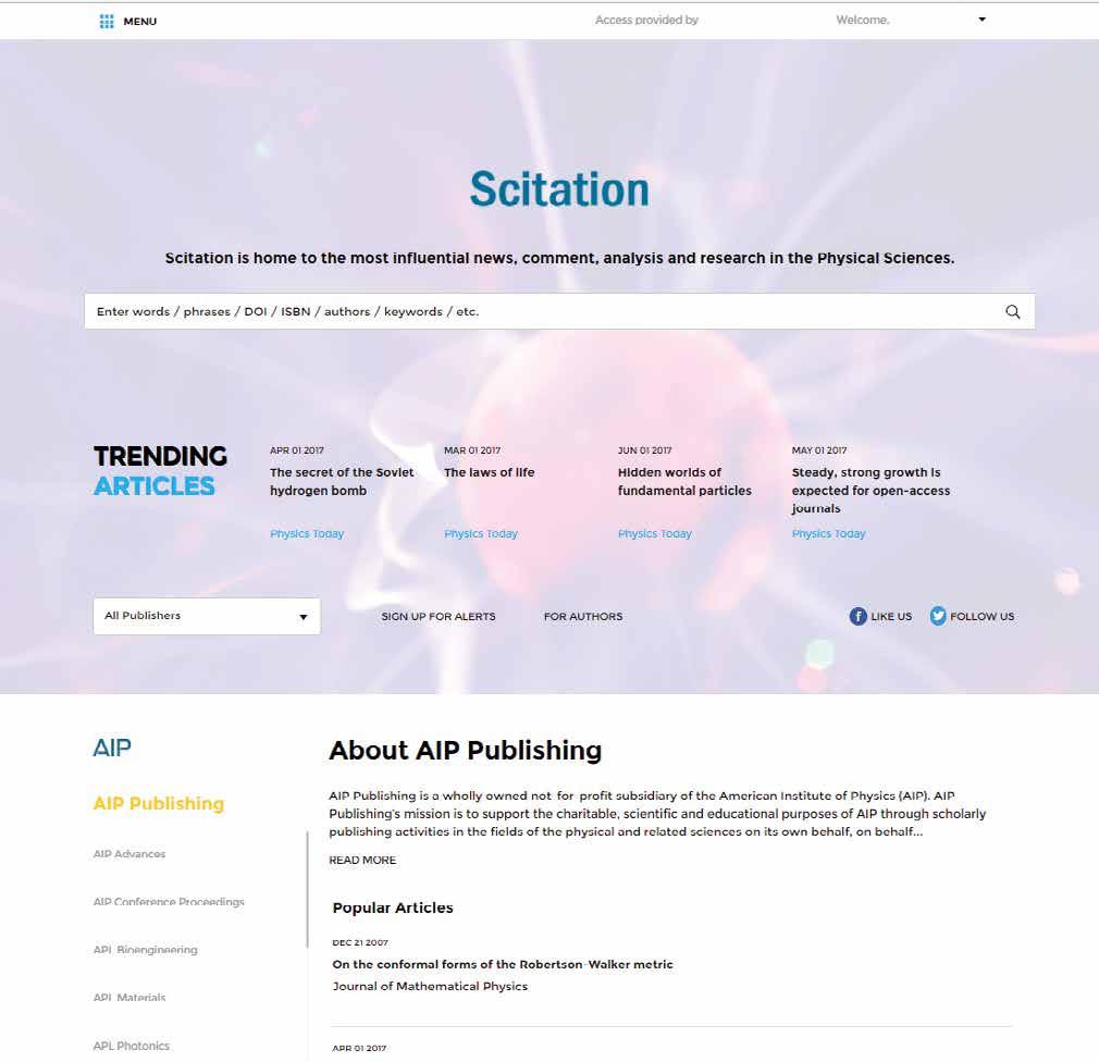 Scitation.org Homepage On the Scitation.