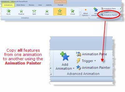 Figure 12 3 6) Often users want to apply the same animations to other objects on the slide. To do so, click on the animations painter button (figure 12).