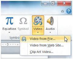 Edit Video and Audio Content Ribbon and Shortcut Methods: Insert a movie on a slide Insert a