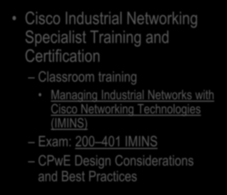 Training Resources Cisco Industrial Networking