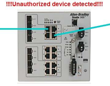 Unauthorized Access When the 1769-L24 was connected, we saw an error on our HMI We used MAC address based port security to generate this error via controller