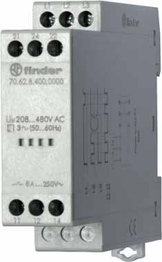 monitoring, even under phase regeneration Positive safety logic - Make contact opens if the relay detects an error 2 versions: 1 CO relay output, 6 A (17.5 mm wide), and 2 CO relay output, 8 A (22.