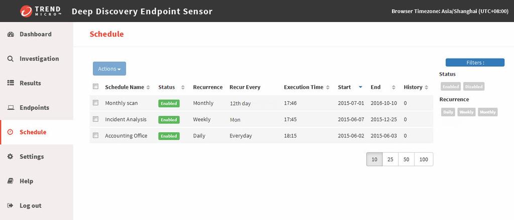 Deep Discovery Endpoint Sensor 1.5 Administrator's Guide IP Address: Specify a range of IP addresses to locate. Asset Tag: Specify the asset tag of the endpoint you want to locate.