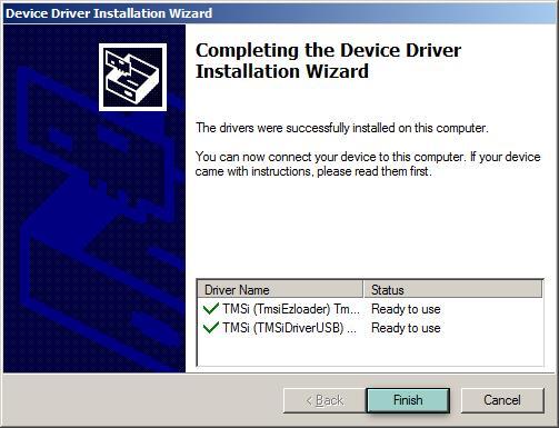driver installation.) 9. Click Finish to exit the Driver Setup Wizard. 10.